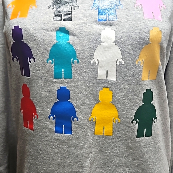 Lego Sweatshirt M gray mini figures pattern EUC - Picture 4 of 8